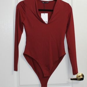 Zara Burgundy Bodysuit - M - Never Worn. With Tags